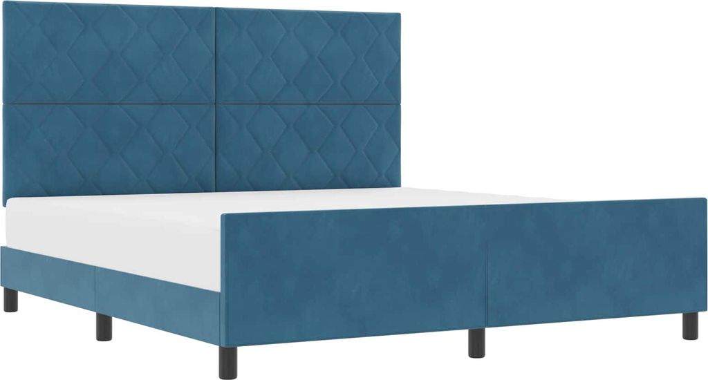 Boxspringbett mit Kopfteil Dunkelblau 180 x 200 cm Samt