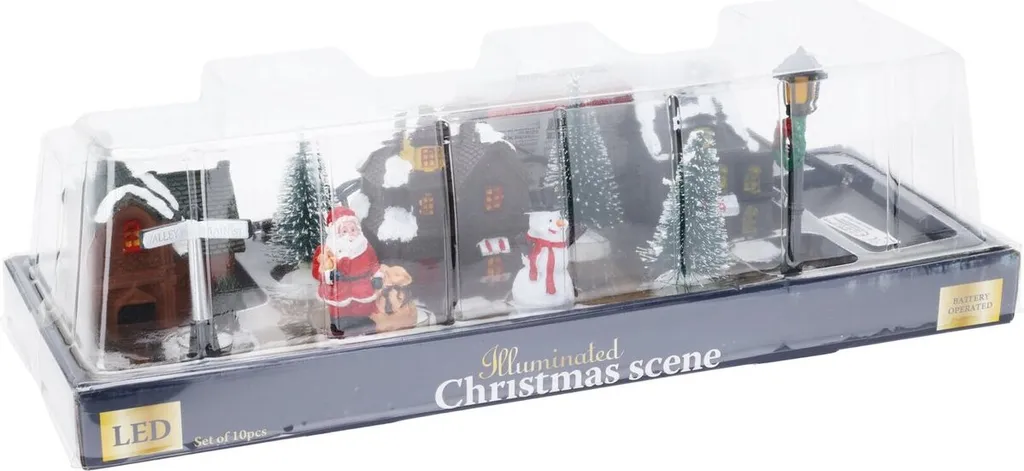 Villaggio Natale Luminoso 10 Pezzi - Atmosfera Magica per Famiglia