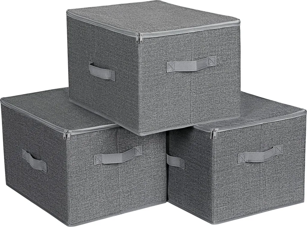 Rangement Dressing Organiseur Leobert Gris Lin 40x30x25 cm Idéal Armoire