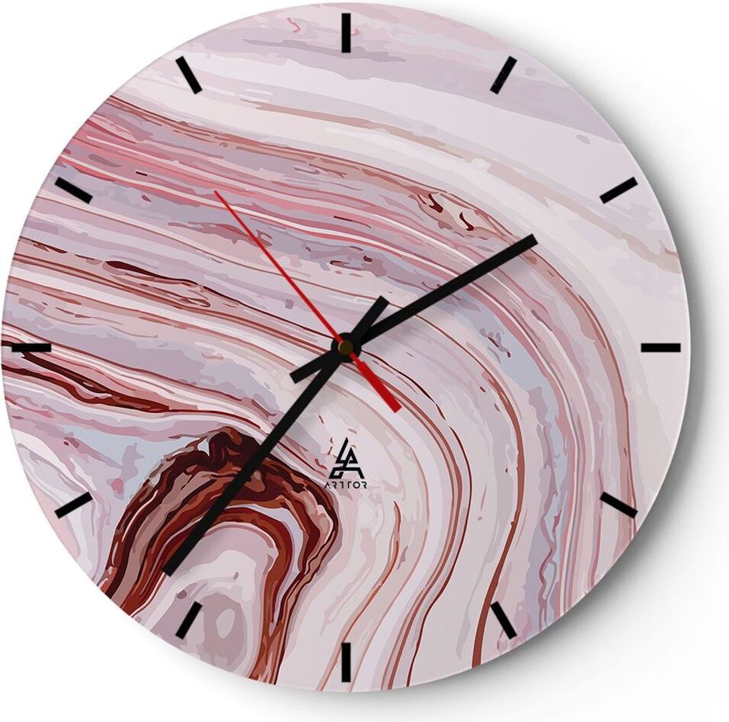 Wanduhr - Rund - Glasuhr - Abstraktion modern - 30x30cm - Schleichendes Uhrwerk - Lautlos - zum Aufhängen bereit - Dekoration Modern - Wanddekorat...