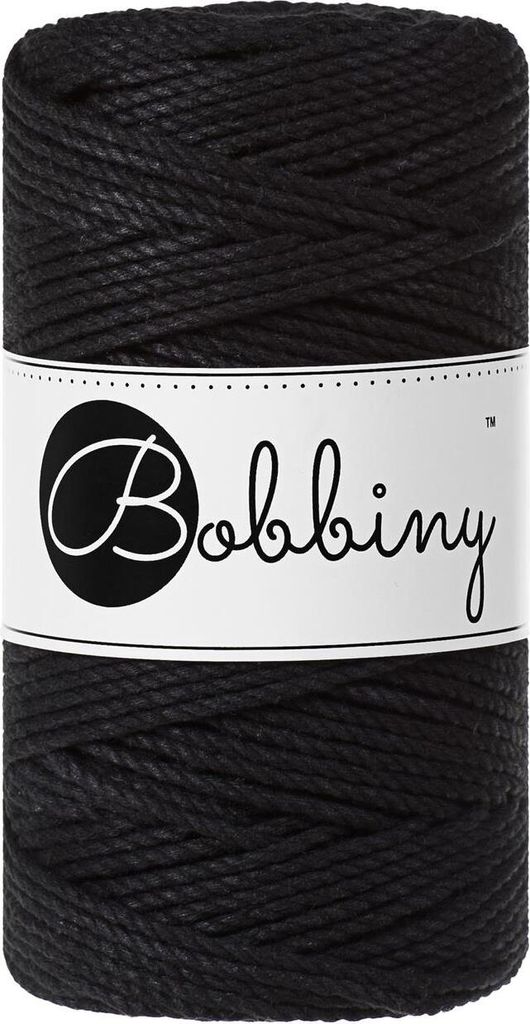Bobbiny 3PLY Macramé Rope 3 mm 100 m Black Schnur