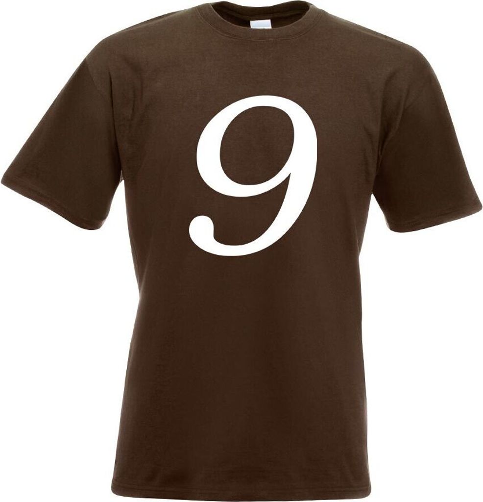 Kiwistar - T-Shirt - Chocolate - Zahl 9 - Zahlen Nummern Motiv Bedruckt Funshirt Design Print - mit Motiv Bedruckt - Funshirt Design - Sport - Frei...