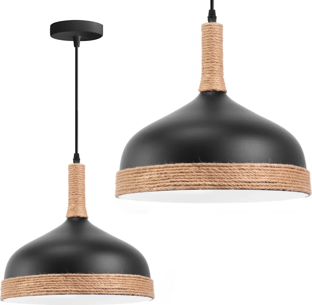 tooLight APP1421-1CP Black: Lampada da Soffitto Design Juta