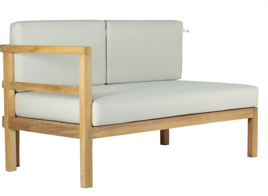 Teako Design Outdoor Ecksofa Pusiano Links Teakholz mit Sitzkissen - Garten Loungesofa 135cm wetterfest