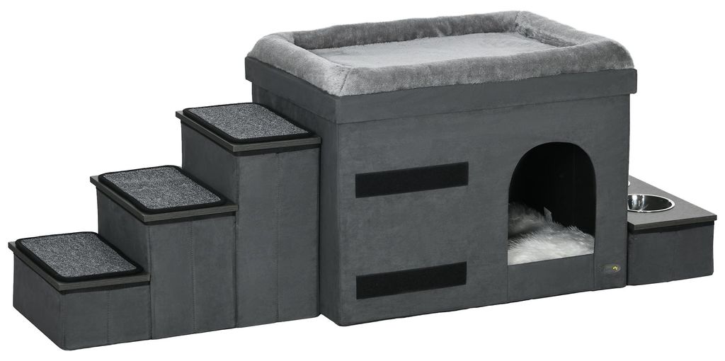 PawHut Katzenhöhle Katzenhütte mit Treppe, Katzenhaus mit 2 Produktbild 