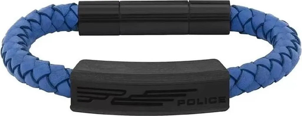 Police PJ26492BLN.01 Bracciale Uomo in Pelle e Acciaio 19cm