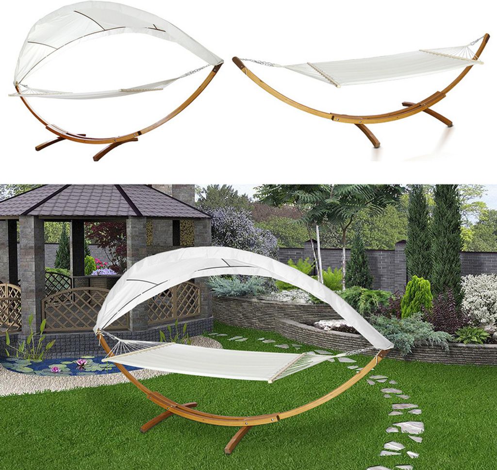 TolleTour Hängematte mit Gestell Hängematten Hängesitz Hängemattenset Relax Stabhängematte Lärchenholz 415cm