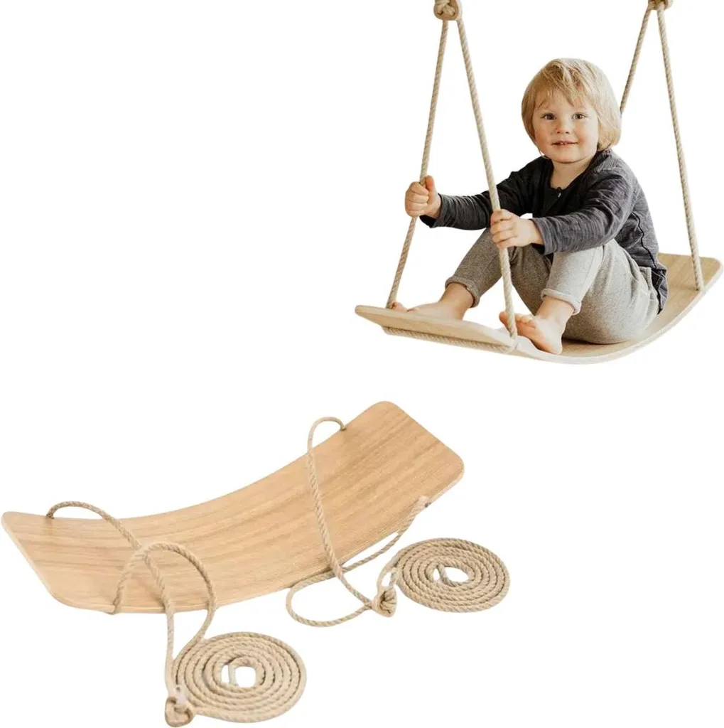 Planche d'équilibre swing 2in1 Lama en bois pour enfant avec poignées