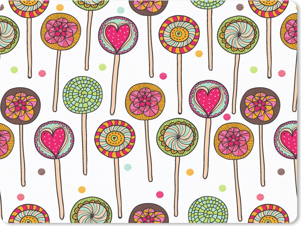 MuchoWow Mauspad Mousepad Muster - Lollipop - Herzen - Süßigkeiten 23x19 cm - Mousepads - Maus Mat - Pad - Mausunterlage - Schreibtischunterlag...