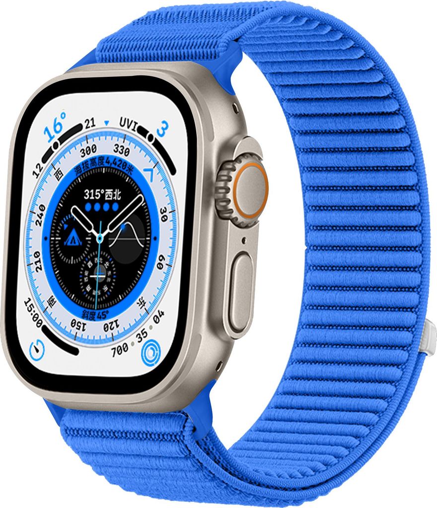 Strap-it Apple Watch Wave Nylon Armband Königsblau – Ersatzarmband kompatibel mit Apple Watch Serie 1–9, SE & Ultra – 42/44/45/49 mm - Atmun...
