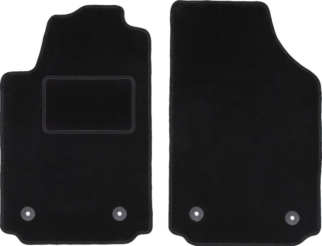 Velours-Fußmatten Vorne passend für Audi A2 (Schrägheck, Bj. 2000-2005) – schwarz, passgenau, mit Befestigungen set 2 Stk. - STANDARD