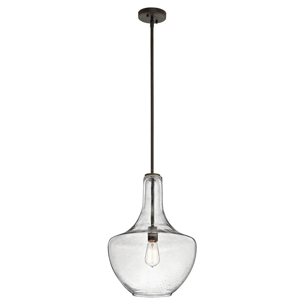 Lustre suspension vintage en verre et bronze vieilli Everly Kichler
