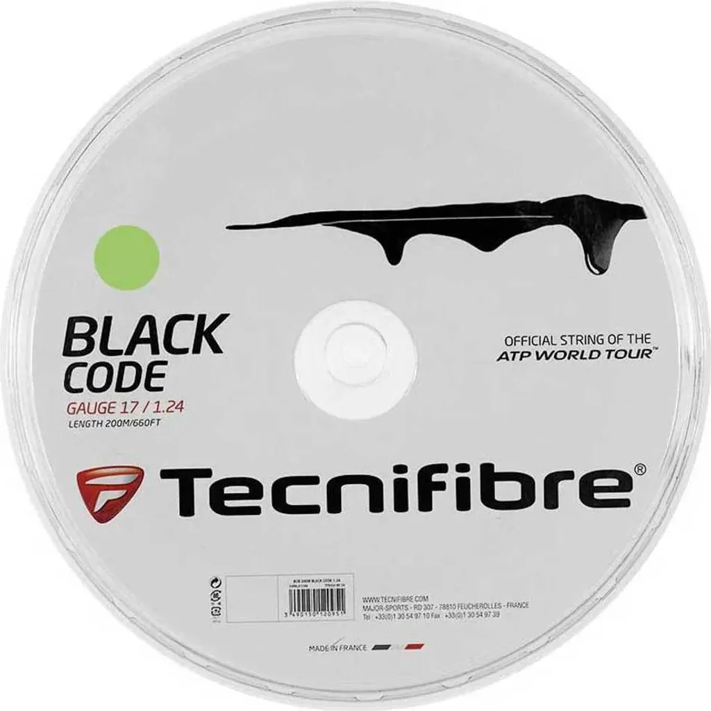 Tecnifibre Black Code 1.24 mm Cordage de Tennis Souple et Résistant