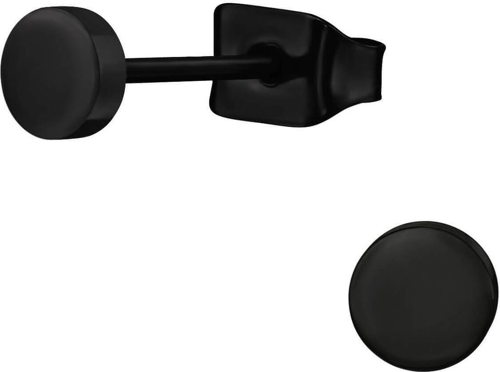 Titan Ohrringe Ohrstecker mit Kreis 4-8mm schwarz Größe - 4 mm