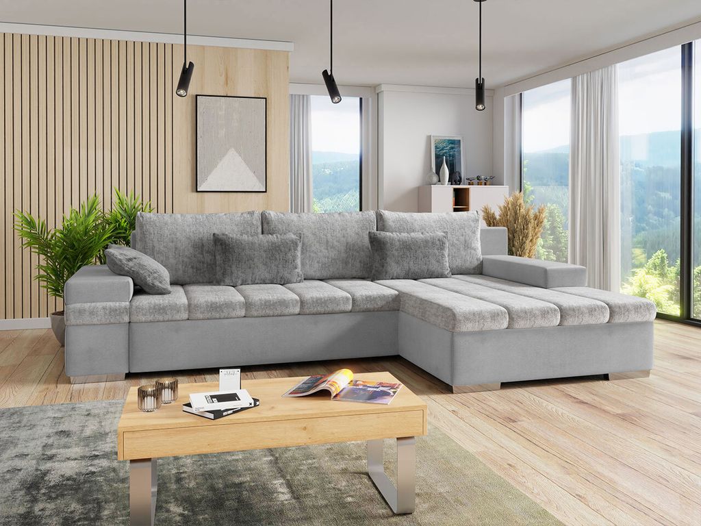 MIRJAN24 Ecksofa Bangkok Premium, Eckcouch mit Bettkasten und Schlaffunktion (Venus Velvet 2921 + Miu 2059 + Miu 2058, Seite: Rechts)