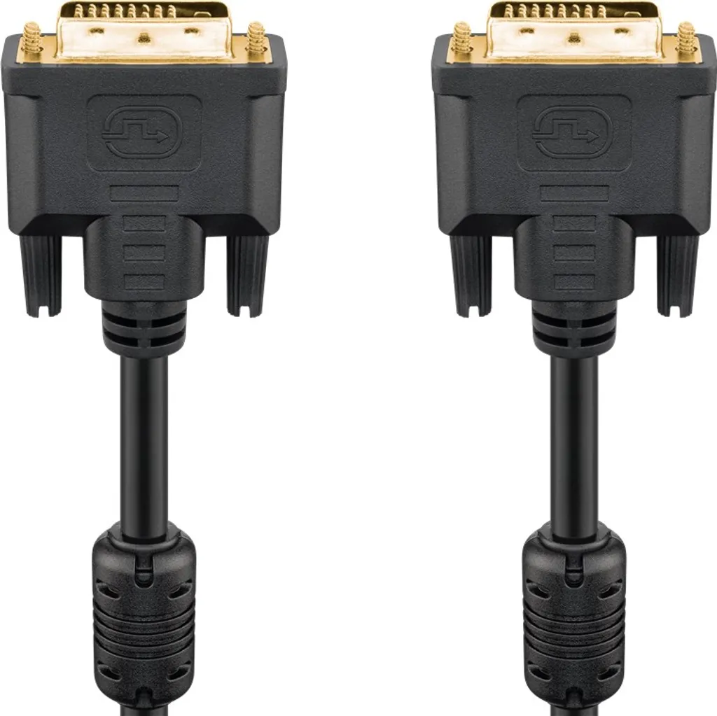 Goobay 93112 Cavo DVI-D Full HD dual link, placcato oro, 5 m, nero - Connettore DVI-D dual link (24+1 pin) > Connettore DVI-D dual link (24+1 pin)