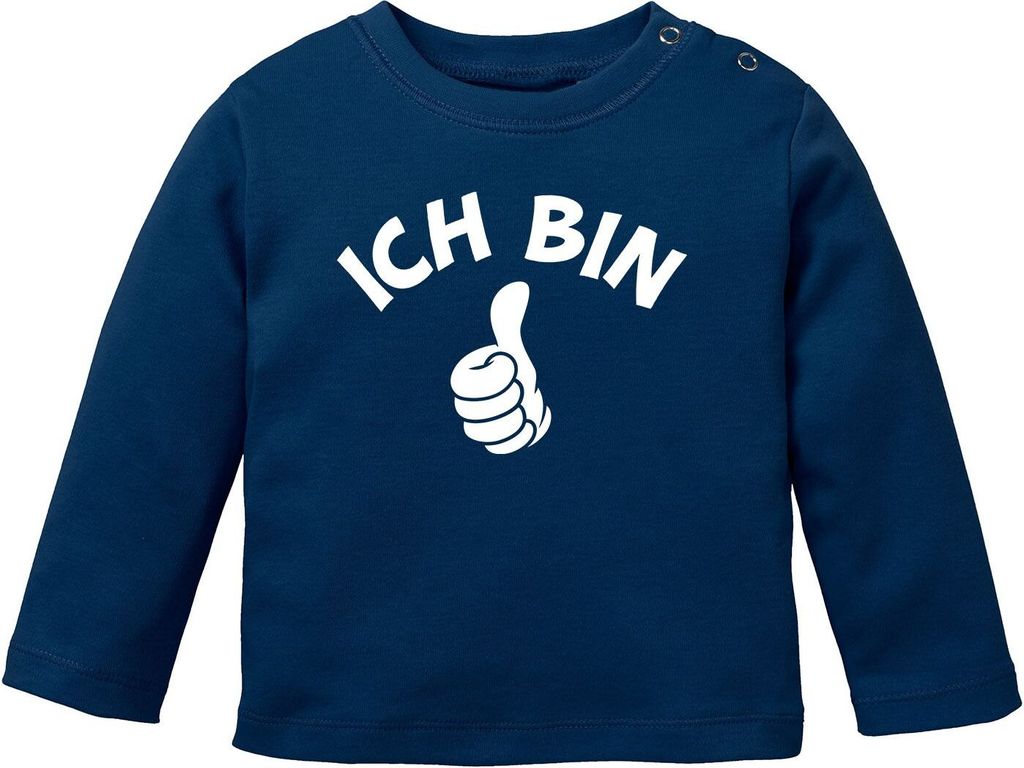 Baby Langarm-Shirt 1. Geburtstag Ich bin 1 Comic-Hand Geschenk für einjähriges Kind Baumwolle MoonWorks blau 68/74 (4-9 Monate)