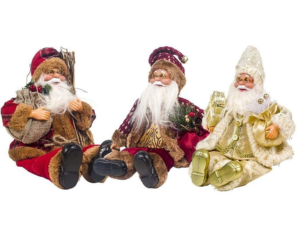 Kantenhocker Weihnachten X-MAS Weihnachtsmann Deko Figur sitzend aus Textil 
