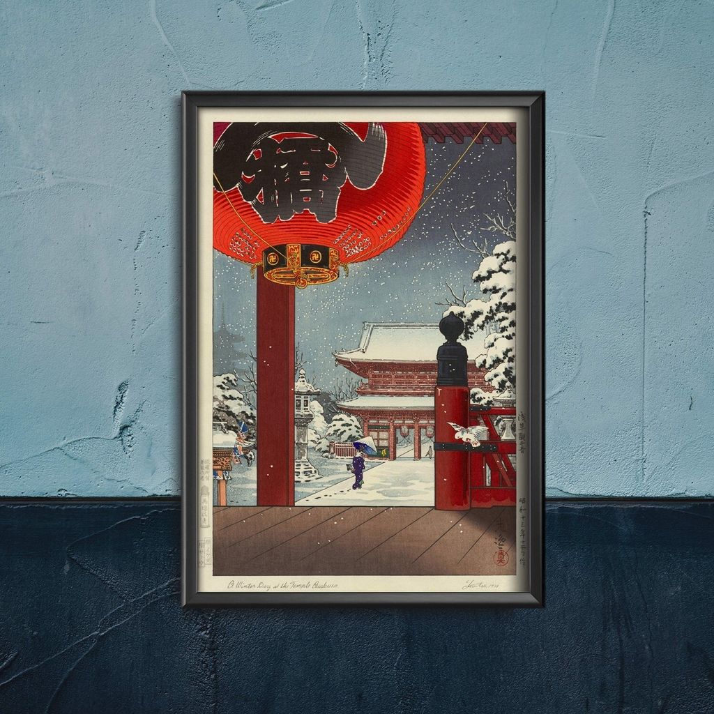 Poster - Canvas - Leinwand - 29,7 cm x 42 cm - Winter Tag im Tempel von Asakusa