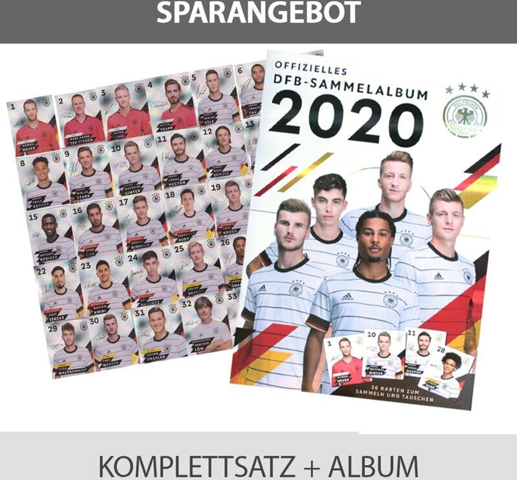 EM 2020 REWE Sammelkarten - 1 Komplettsatz GLITZER + Album