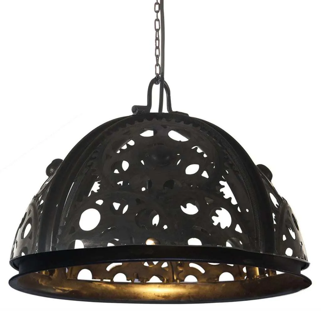 Suspension industrielle roue à chaîne 45 cm en métal noir culot E27