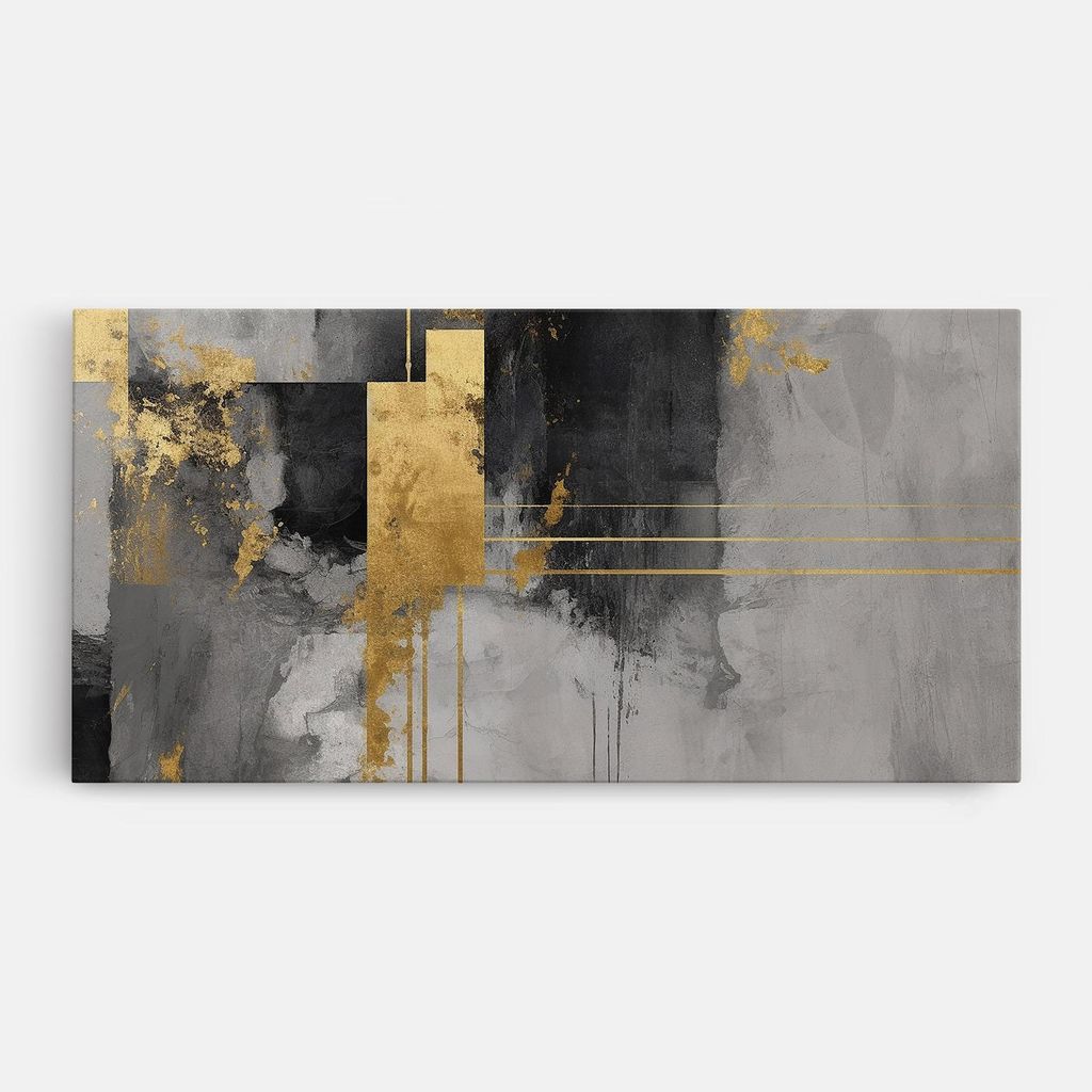ARTHUB Leinwandbild 60x120 cm, Abstract Gold Lines (2) | Wohnzimmerdekoration, Hängende Bilder, Wanddekoration, Heimdekoration, Abstrakte, Abstr...
