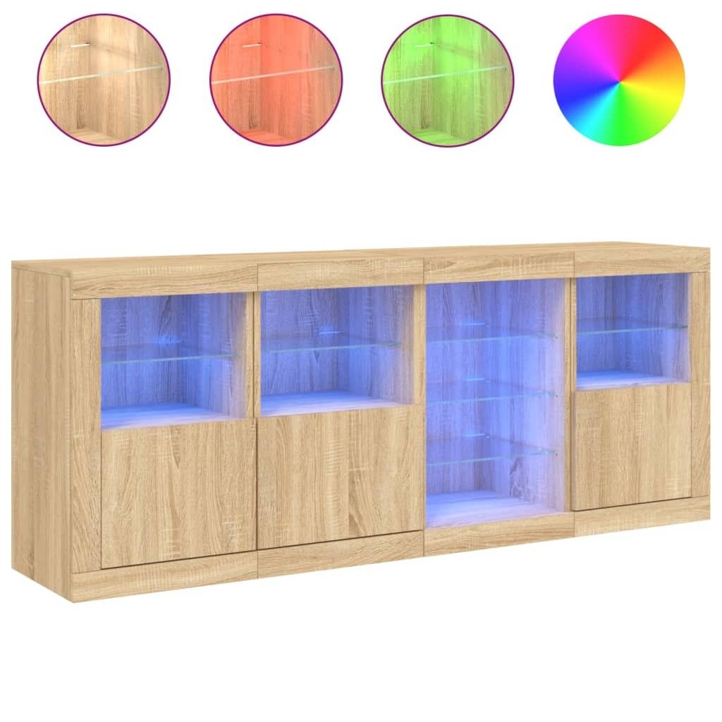 Sideboard mit LED-Leuchten Sonoma-Eiche 164x37x67 cm