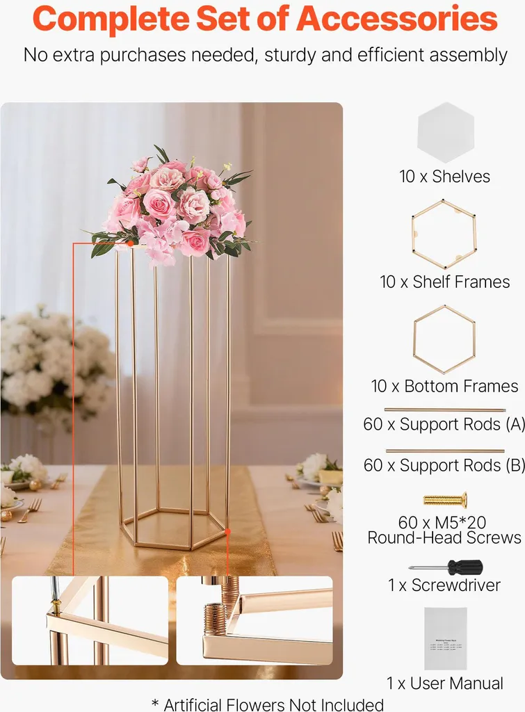 Décoration de Table Mariage Présentoir Fleurs 10 Pièces pour Célébration