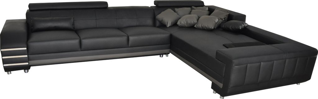 Eck Leder Sofa + USB Polster Sitz Garnitur Wohnlandschaft Design XXL U Form Ecke