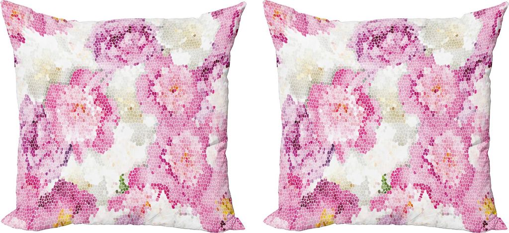 ABAKUHAUS Natur Kissenbezug Set (2Stück), Frühlings-themenorientierte Mosaik-Beschaffenheits-Pfingstrosen-Blumen-künstlerische weiche Blumen-Far...