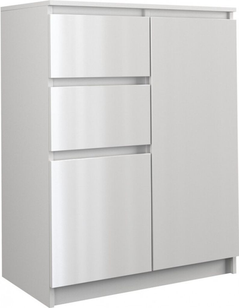 CDF moderne Kommode 2D2S (2 Türen, 2 Schubladen) | Farbe: weiß glänzend | Aktenschrank, für kleine Gegenstände | Ideal für Wohnzimmer, Schlaf...
