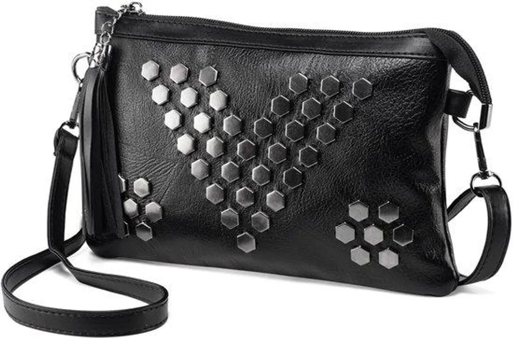 Sac de ville bandoulière femme noir format compact pour soirée et fête