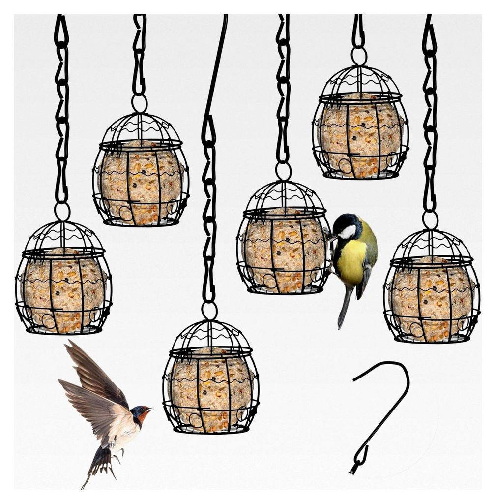 6 Stück Meißenknödelhalter Metall Vogelfutterstation zum Aufhängen Schwarz Durchmesser 7 cm