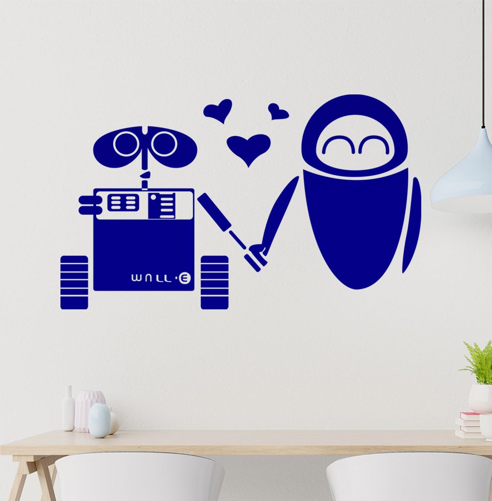 Roboter Liebe Wandtattoo in 6 Größen - Wandaufkleber Wall Sticker - Dekoration, Küche, Wohnzimmer, Schlafzimmer, Badezimmer