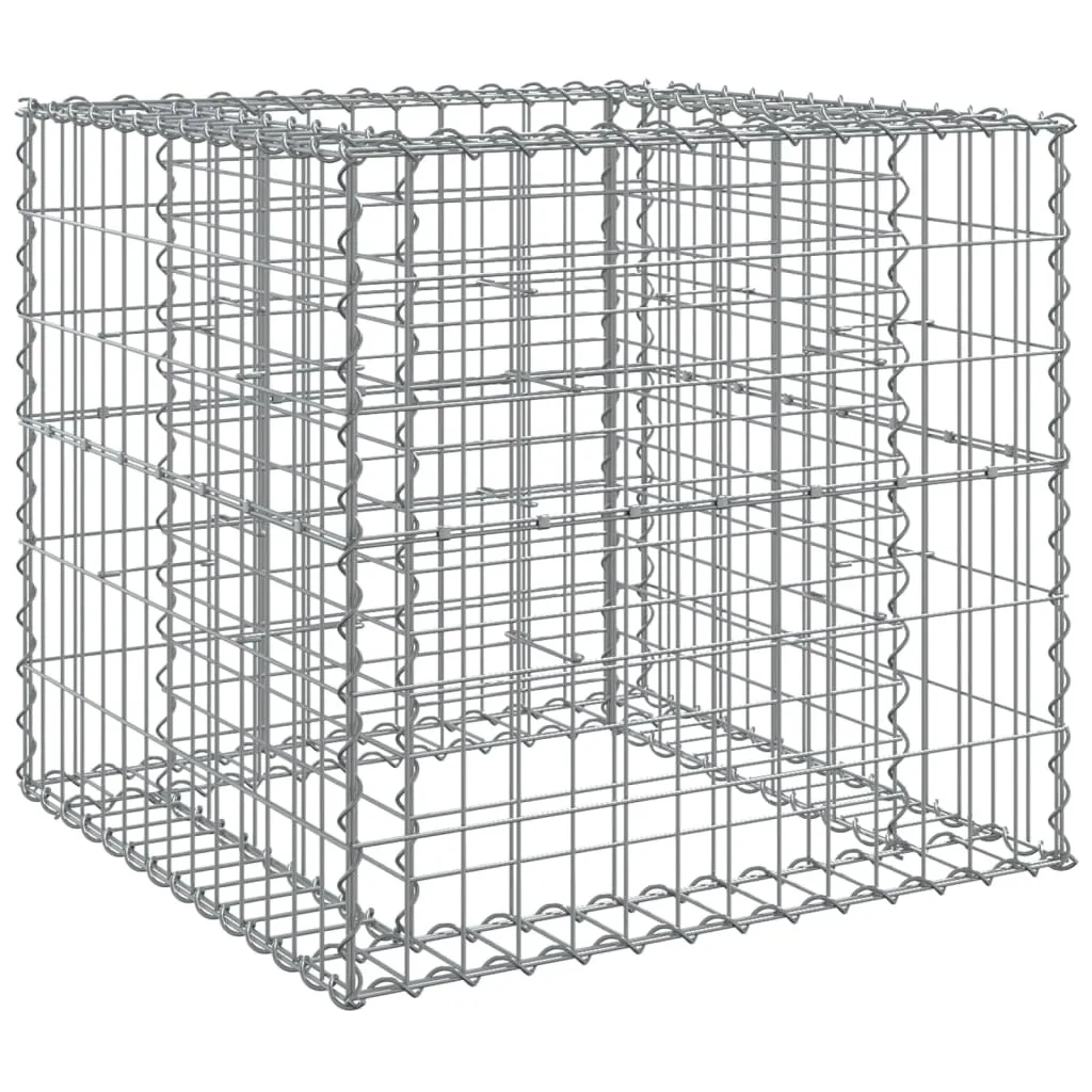Bac à gabion carré 70x70x65 cm en métal galvanisé pour décoration jardin