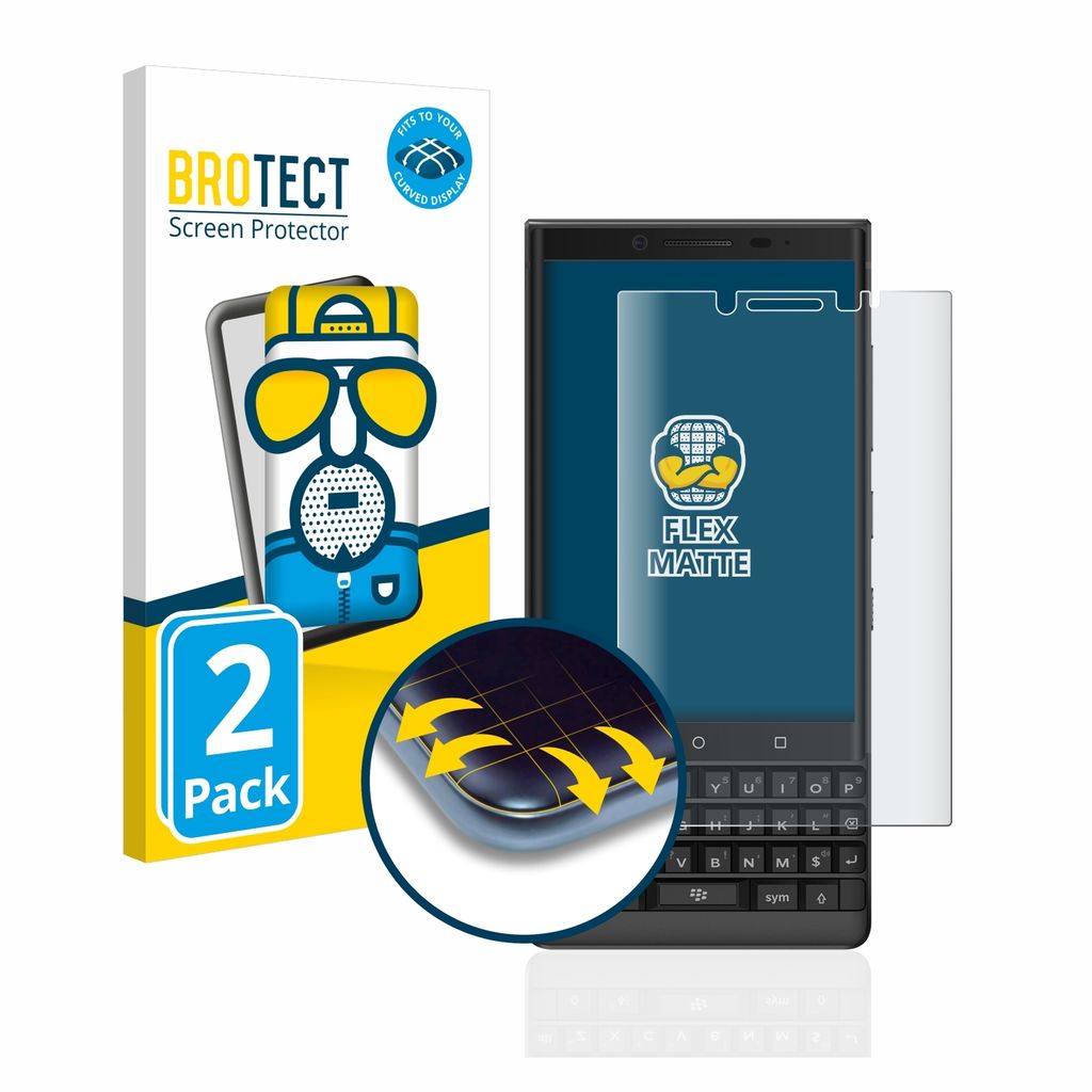 2x BROTECT Fullscreen Schutzfolie für BlackBerry Key2 Displayschutz Folie Fullcover Matt Entspiegelungsfolie