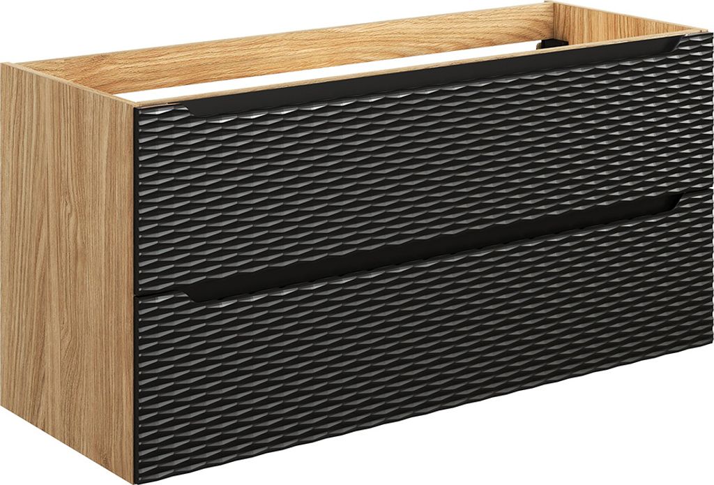Waschtischunterschrank 120cm in Eiche mit schwarz Produktbild 