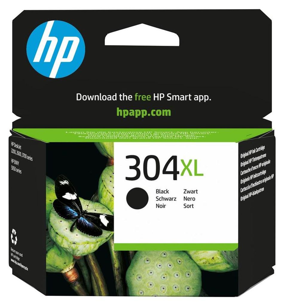 HP 304XL Schwarz Original Tintenpatrone, Hoch, Schwarz, Produktbild 