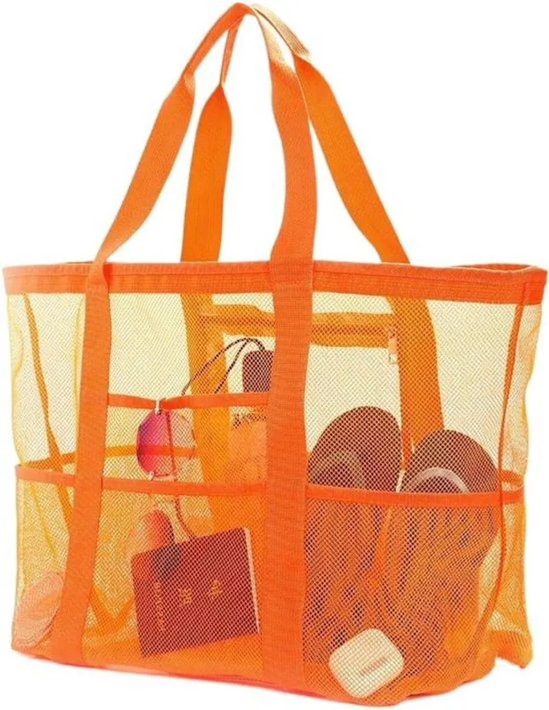 Grand Sac de Plage en Maille avec Fermeture Éclair et Poches XL