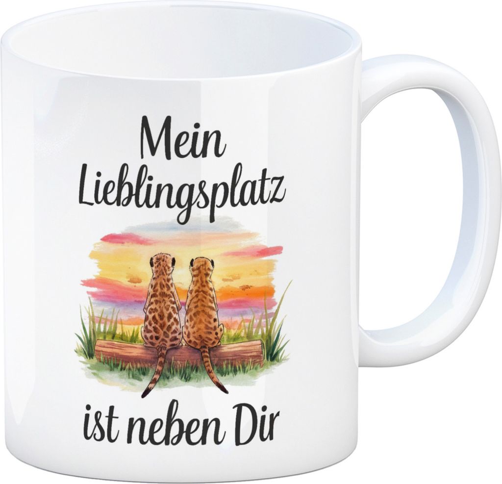 Zwei Erdmännchen - Lieblingsplatz neben dir Kaffeebecher