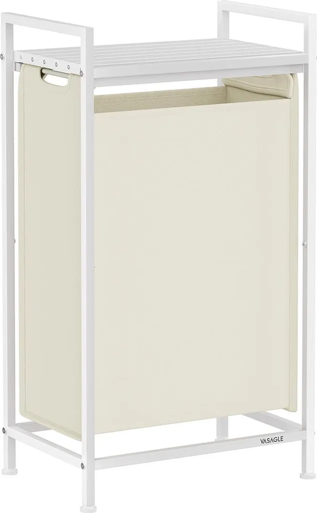 Cesto Portabiancheria con Ripiano Bianco Crema: Design Moderno e Salvaspazio