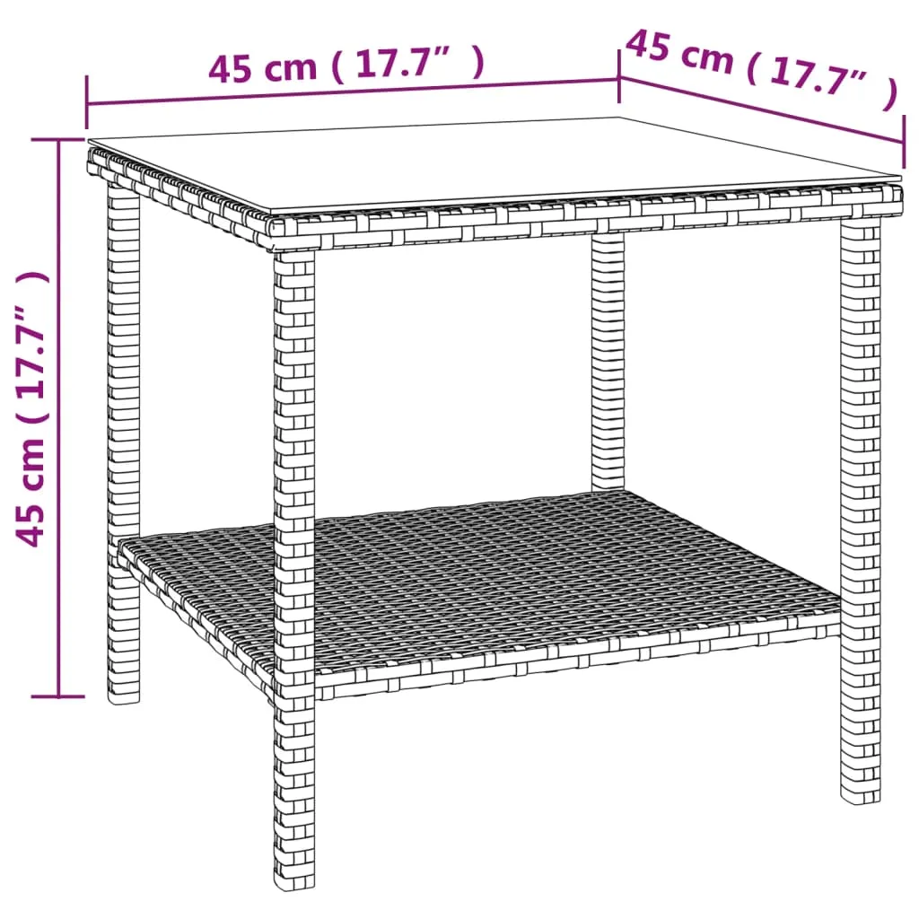 Tavolino da Giardino vidaXL Nero 45cm: Stile Rattan e Vetro per Te - 7