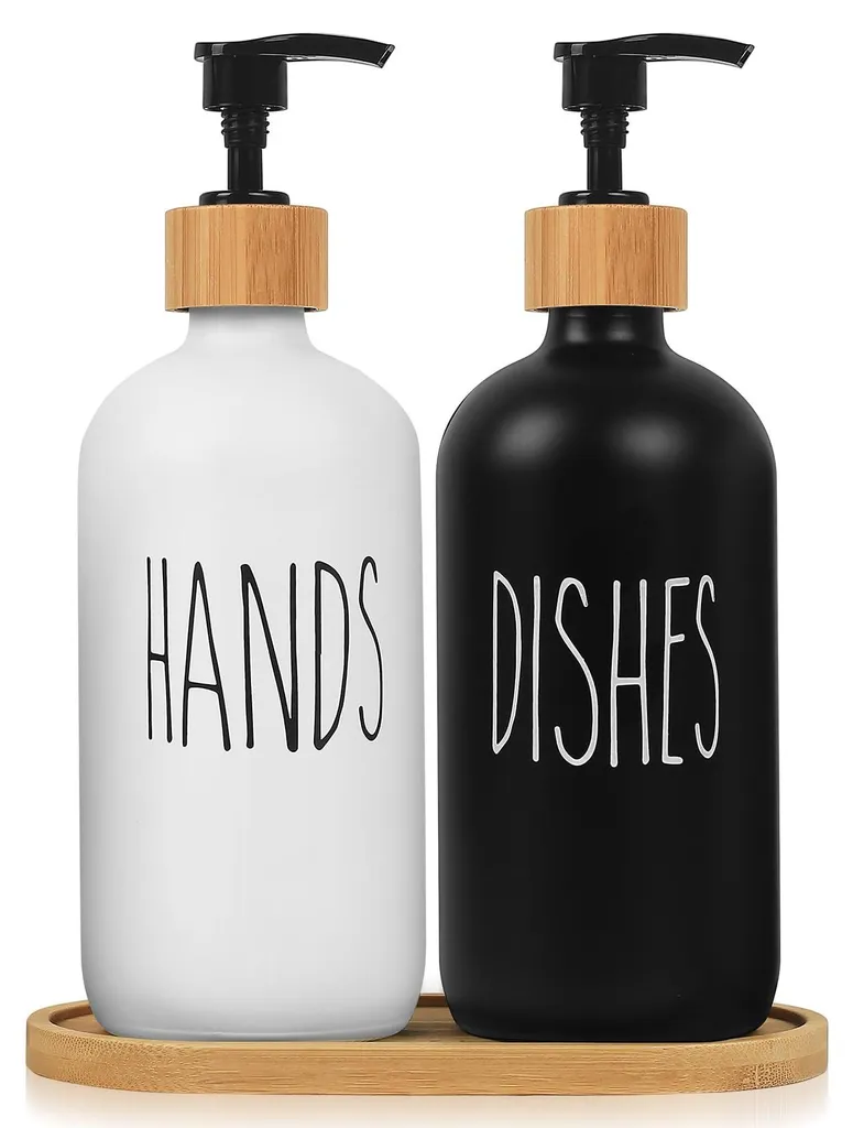 Ensemble de 2 distributeurs de savon rechargeables pour cuisine et bain