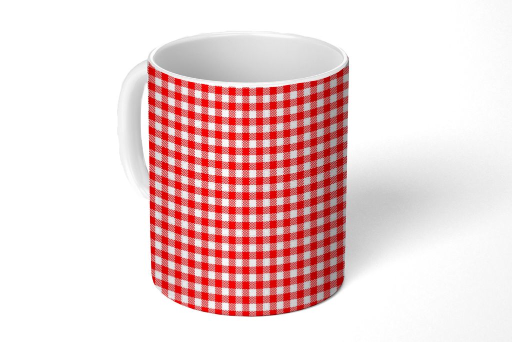KitchenYeah Tasse Kaffeetasse Kaffeebecher 350 ml Rot - Rustikal - Muster Teetasse - Fototasse - Becher - Keramikbecher - Teebecher - Kaffeetasse...