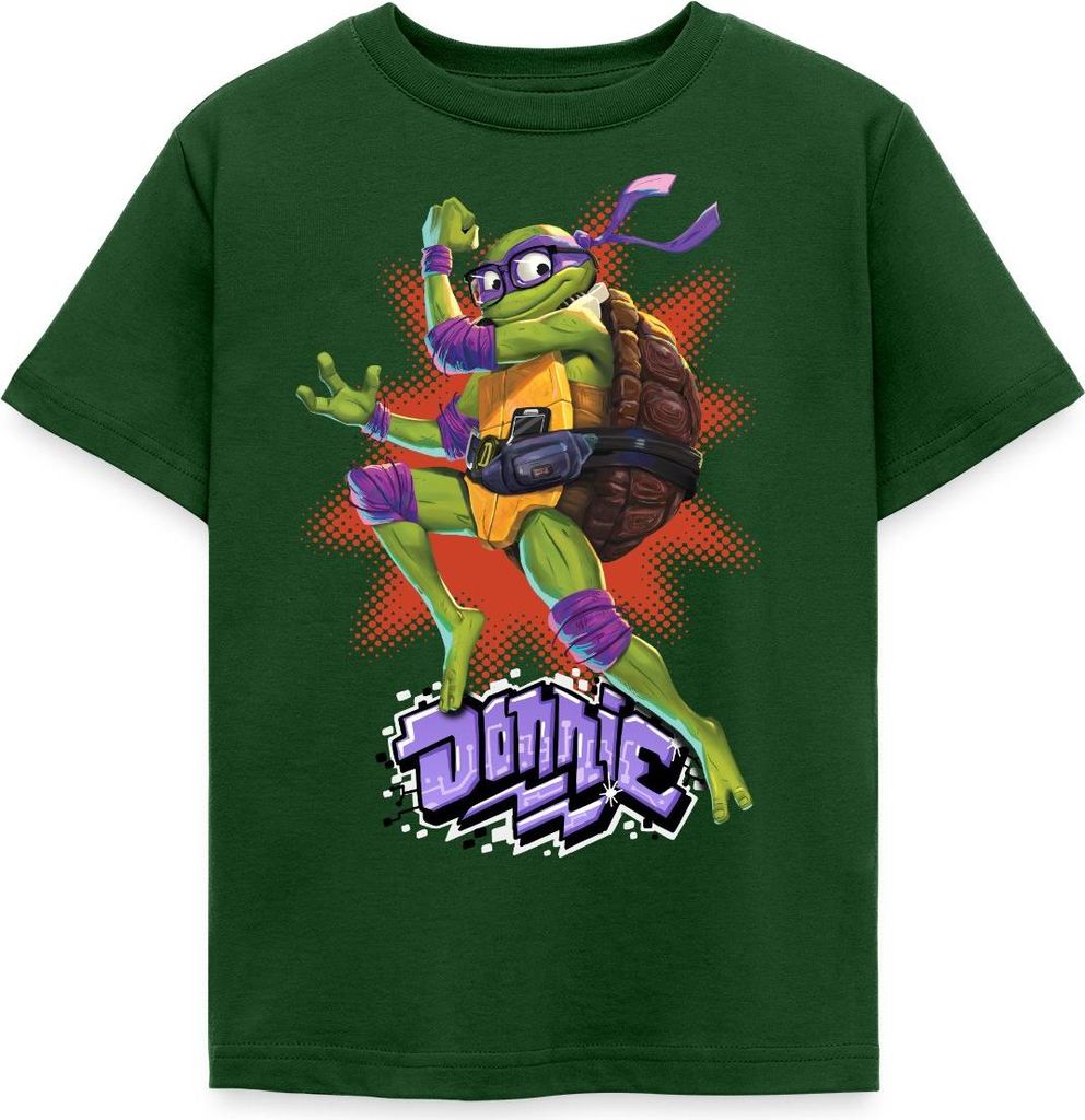 Spreadshirt TMNT Mutant Mayhem Turtle Donnie Kinder T-Shirt, 98/104 (3-4 Jahre), Forstgrün