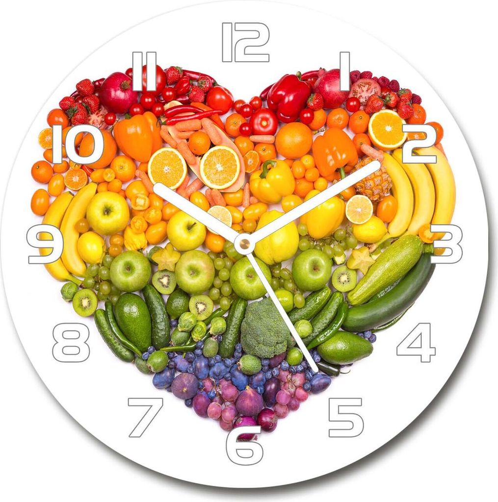 Wanduhr aus Glas 30fi Glasbild Glasuhr Gehärtetes Glas - weisse-zeiger - Vegetable heart