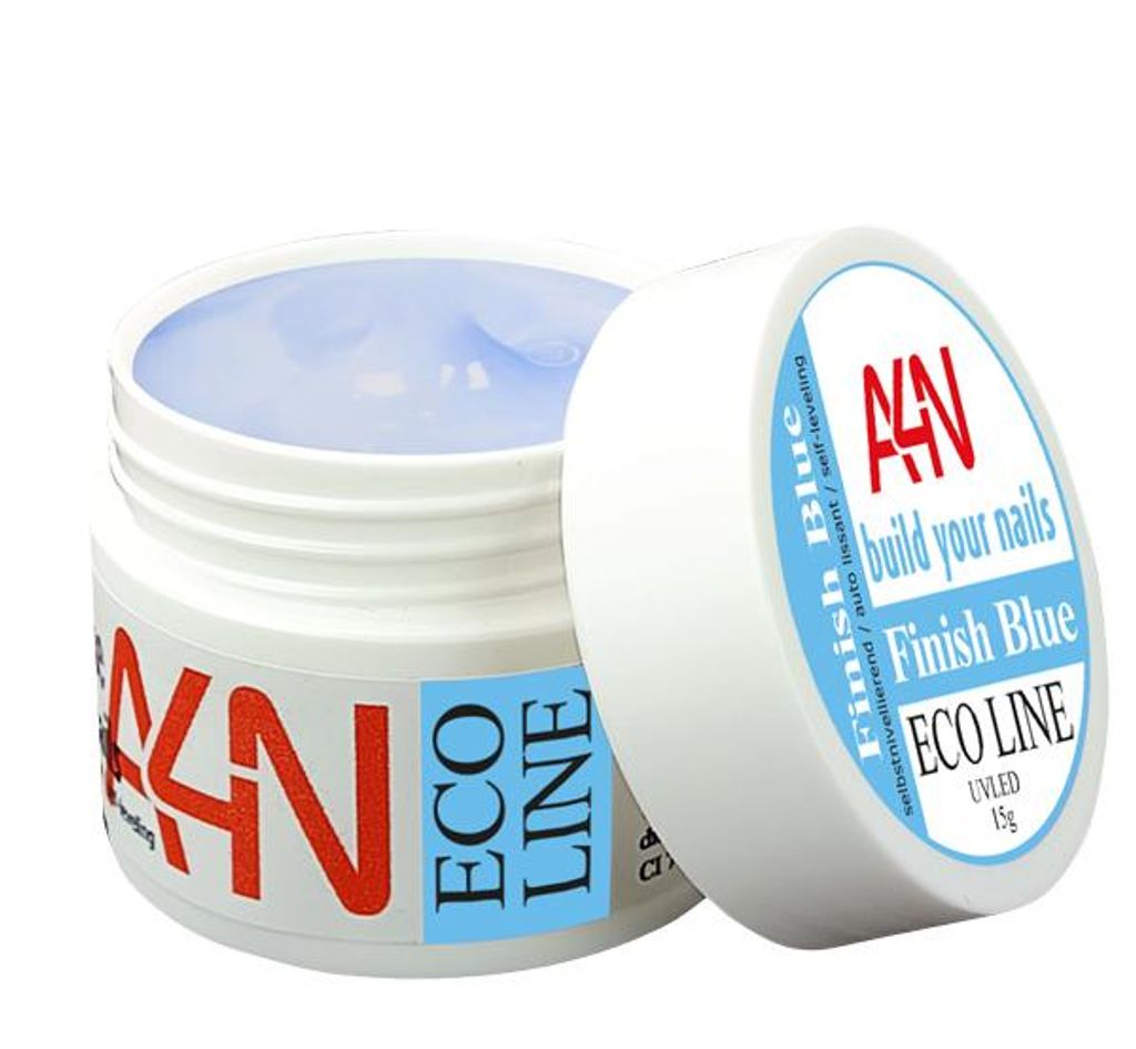 ECO Line Finish Gel Blue UV Hochglanz Versiegeler ohne Schwitzschicht, Top Abschlussgel, dünnviskoses selbst glättendes Finish-Gel