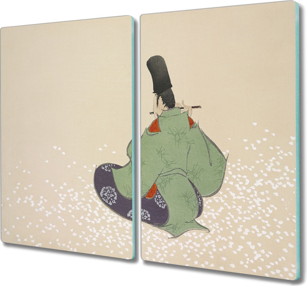 Coloray Herdabdeckplatte 2x30x52 cm Schneidebrett Kochplattenabdeckung Küchenbrett Hackbrett - Asiatischer Mann Flöte