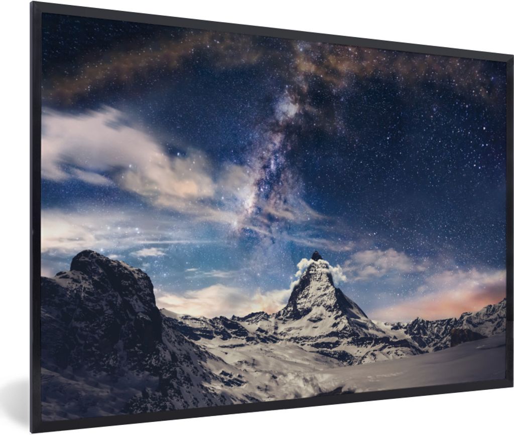 MuchoWow® Gerahmtes Poster Matterhorn und Sternenhimmel bei Produktbild 