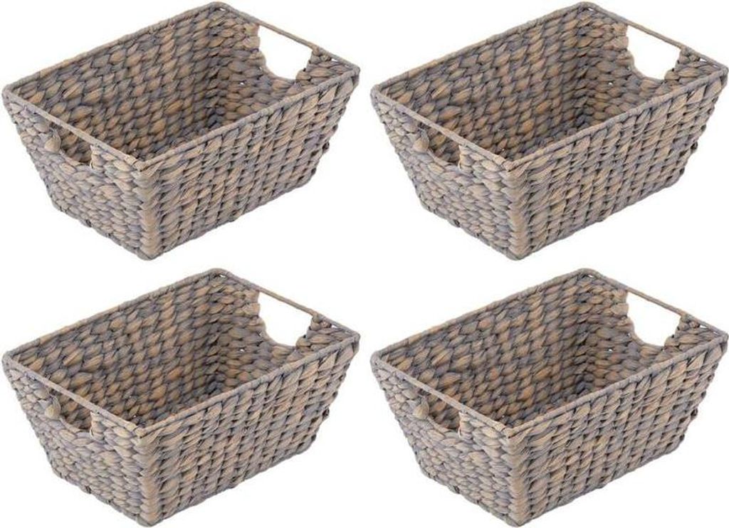 mDesign Flechtkorb Aufbewahrungskorb Wasserhyazinthe 4er Set Grau